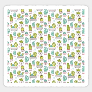 Cute Green Cactus Plants Sticker